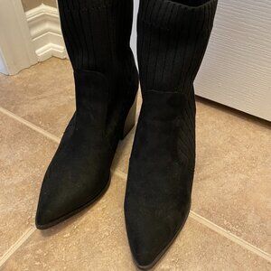 Black Suede Sock Ankle Boot